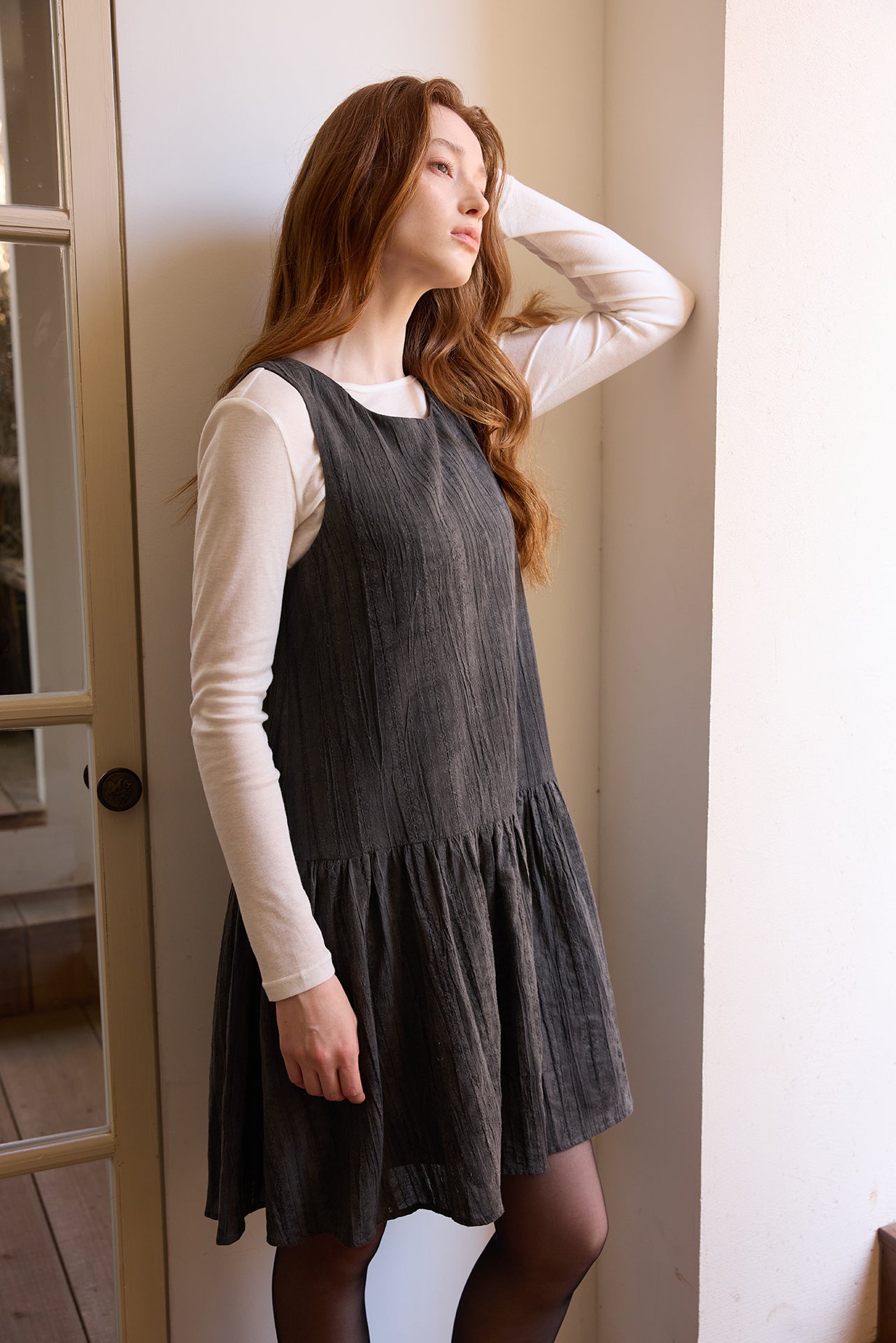 Black Textured Tank Dress