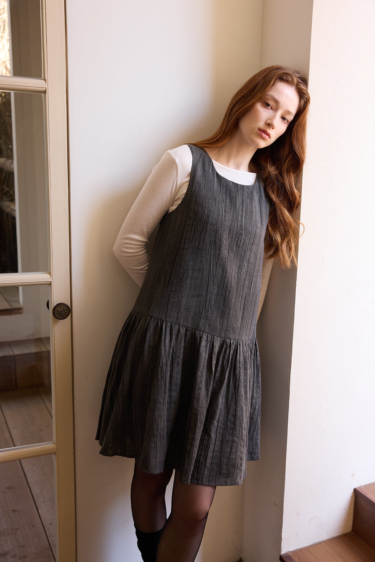 Black Textured Tank Dress