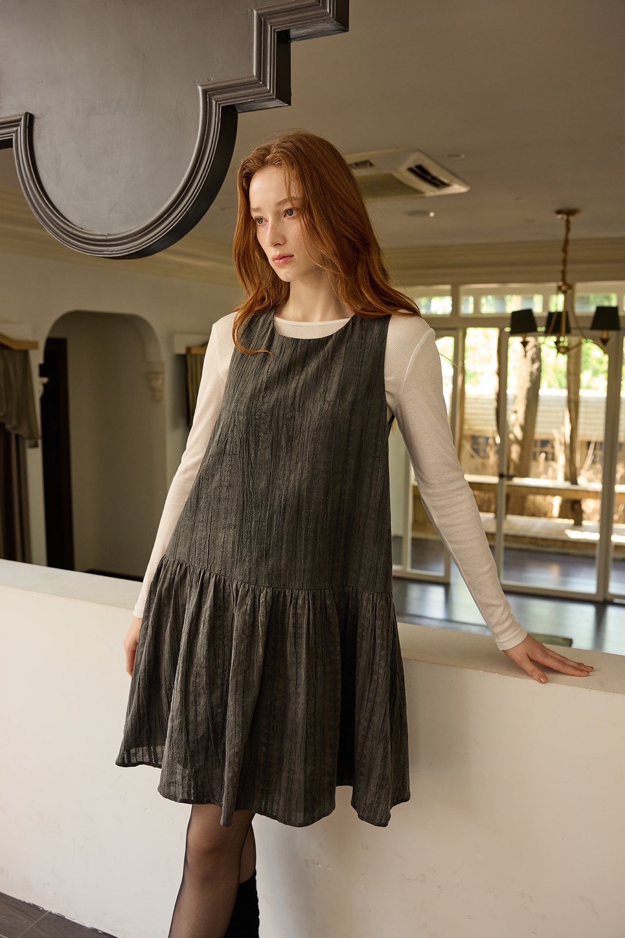 Black Textured Tank Dress