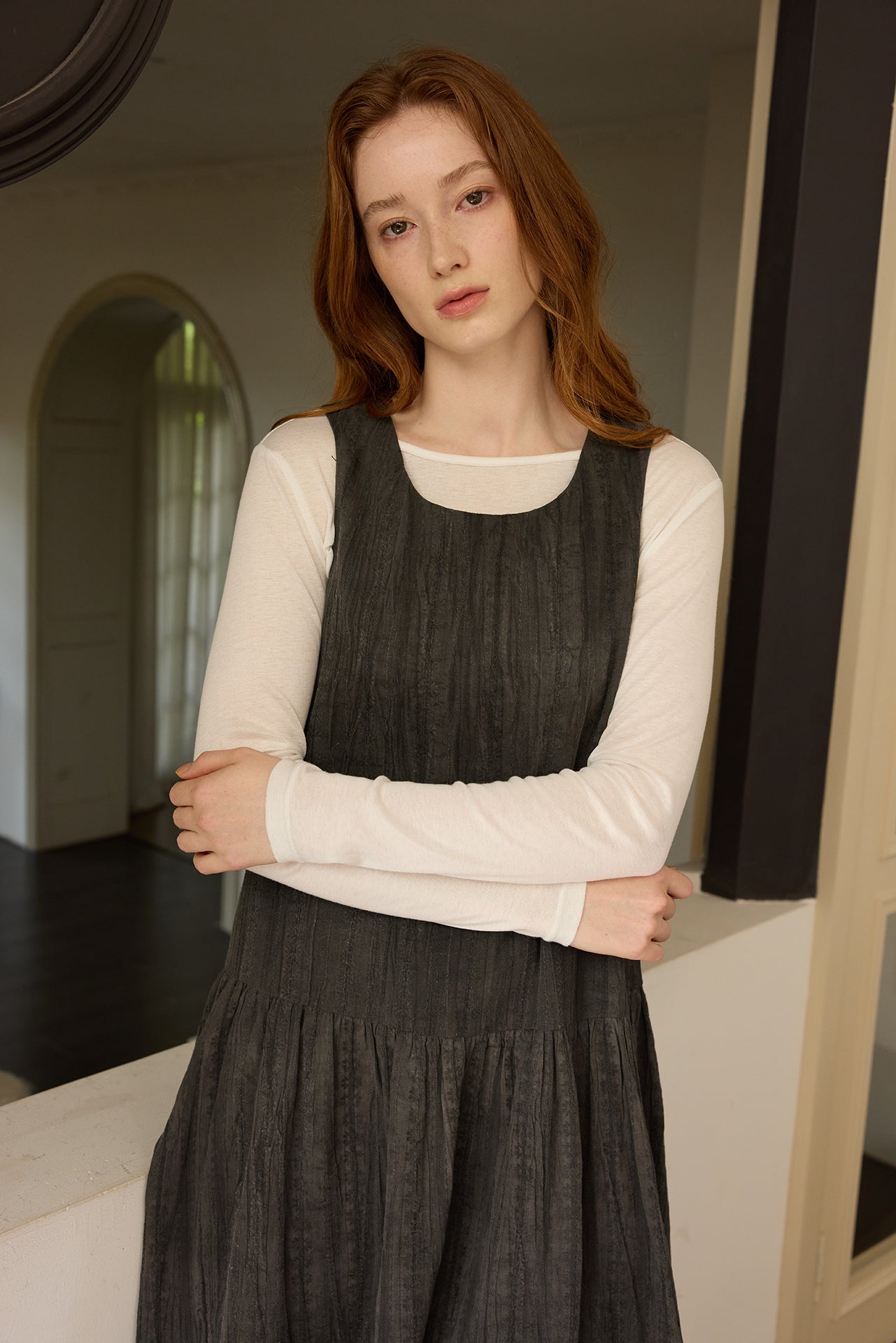 Black Textured Tank Dress