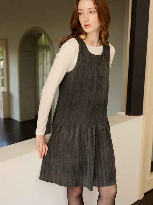 Black Textured Tank Dress