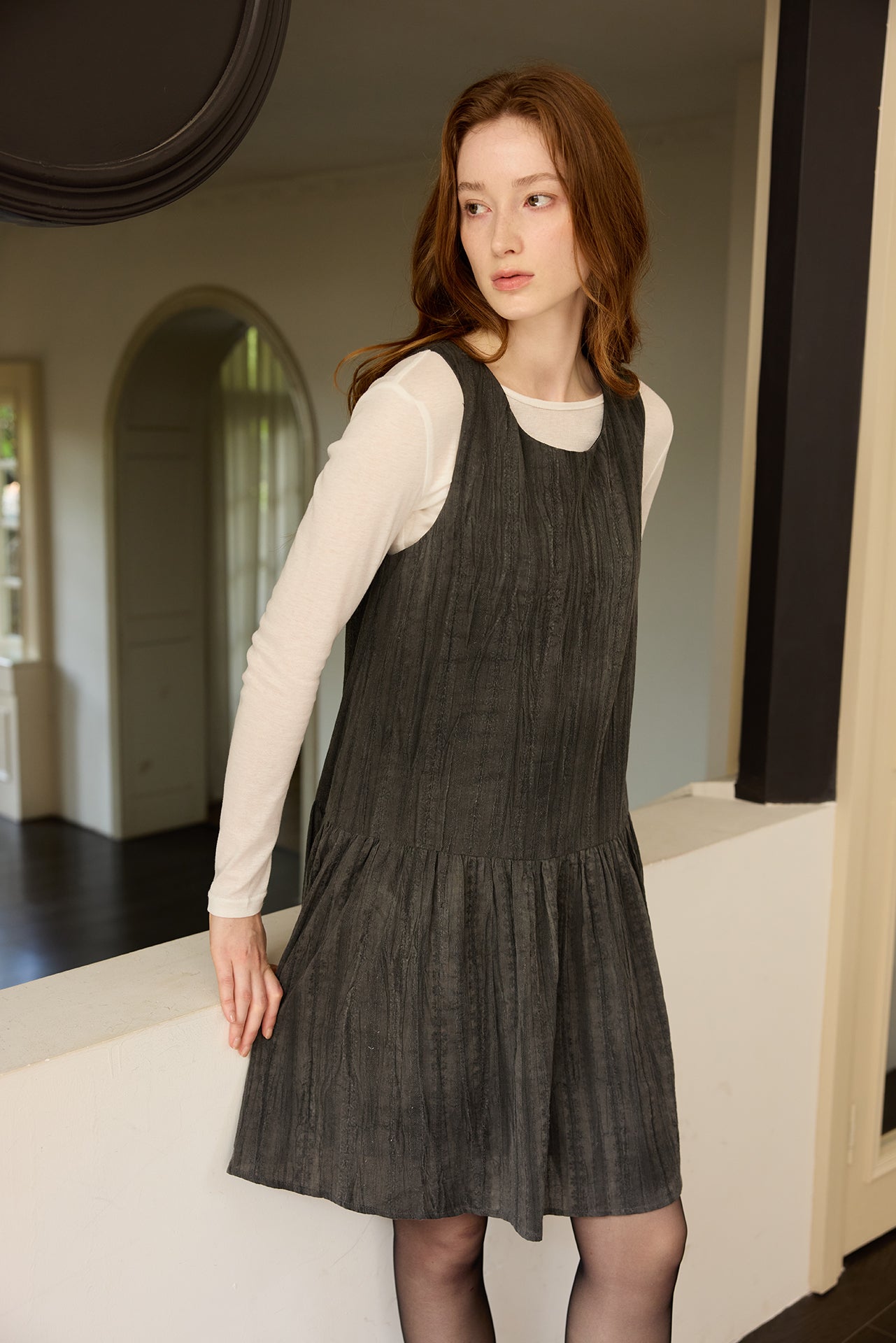 White Sheer Cami & Khaki Cardigan Set