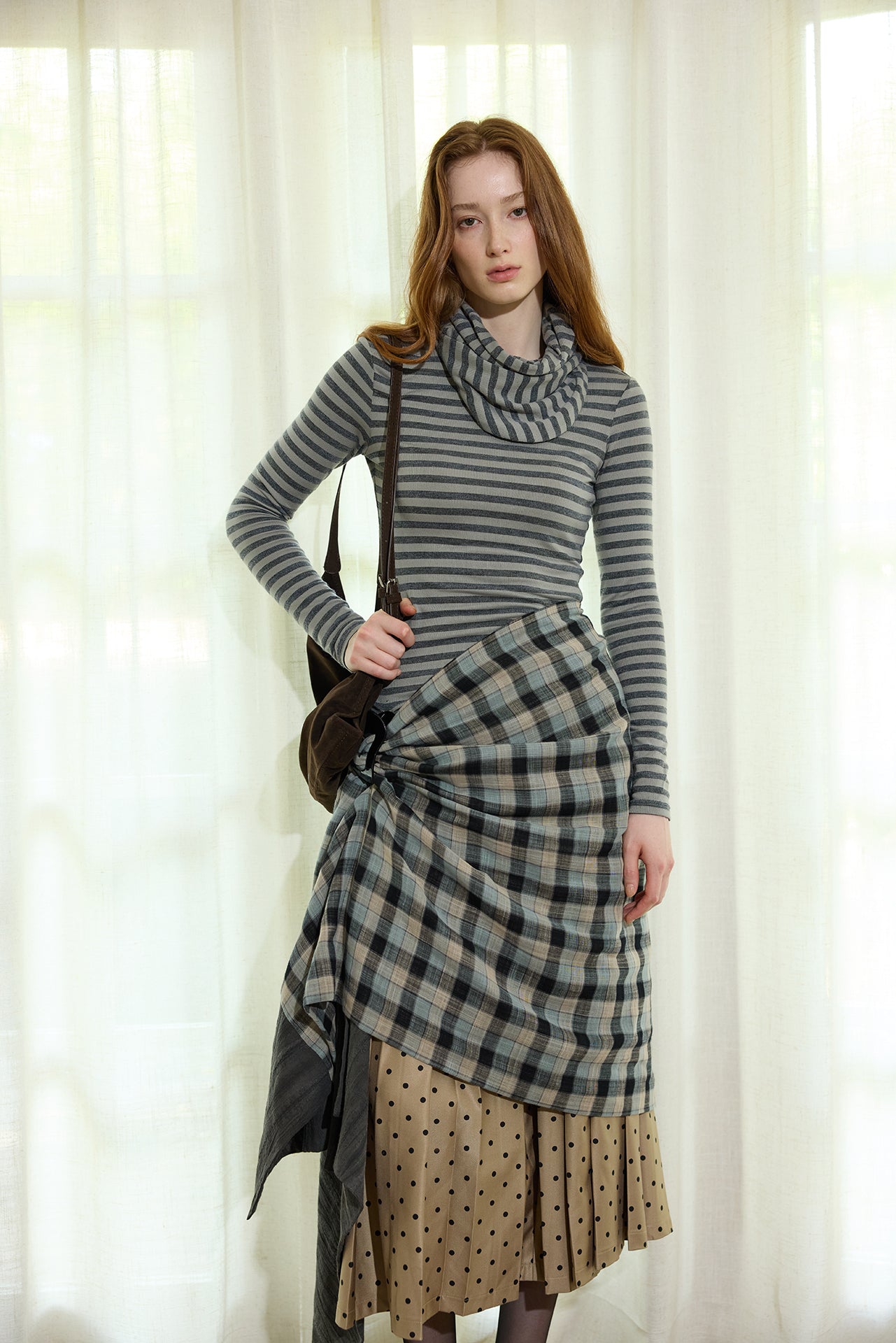 Dark Blue Plaid Loose Scarf