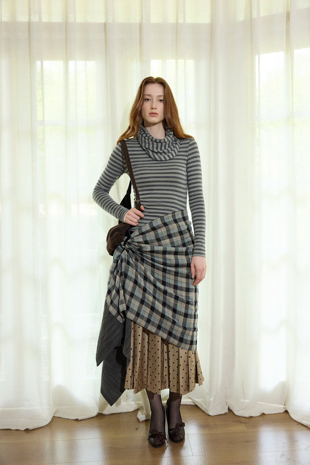 Dark Blue Plaid Loose Scarf