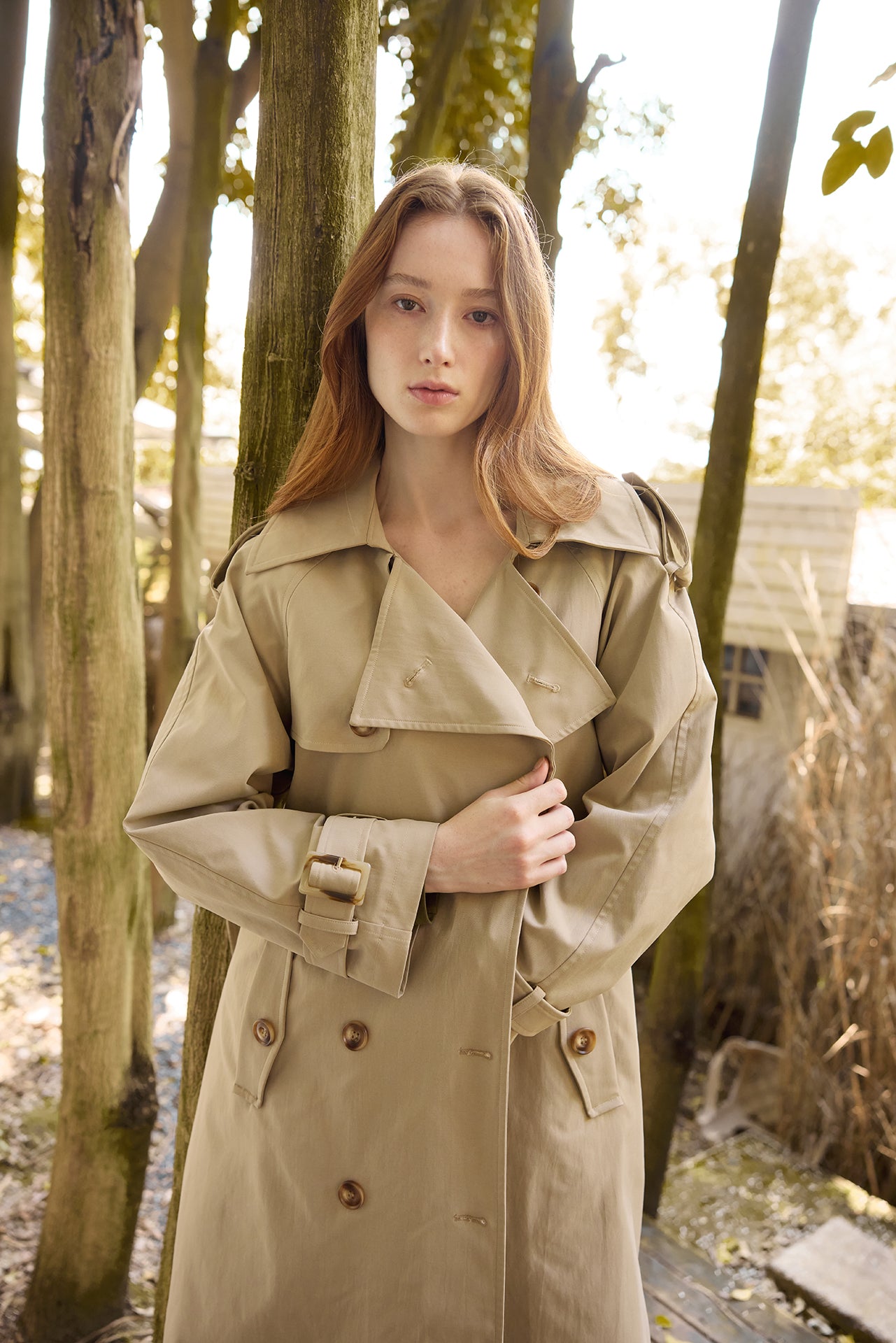 Khaki Long Trench Coat