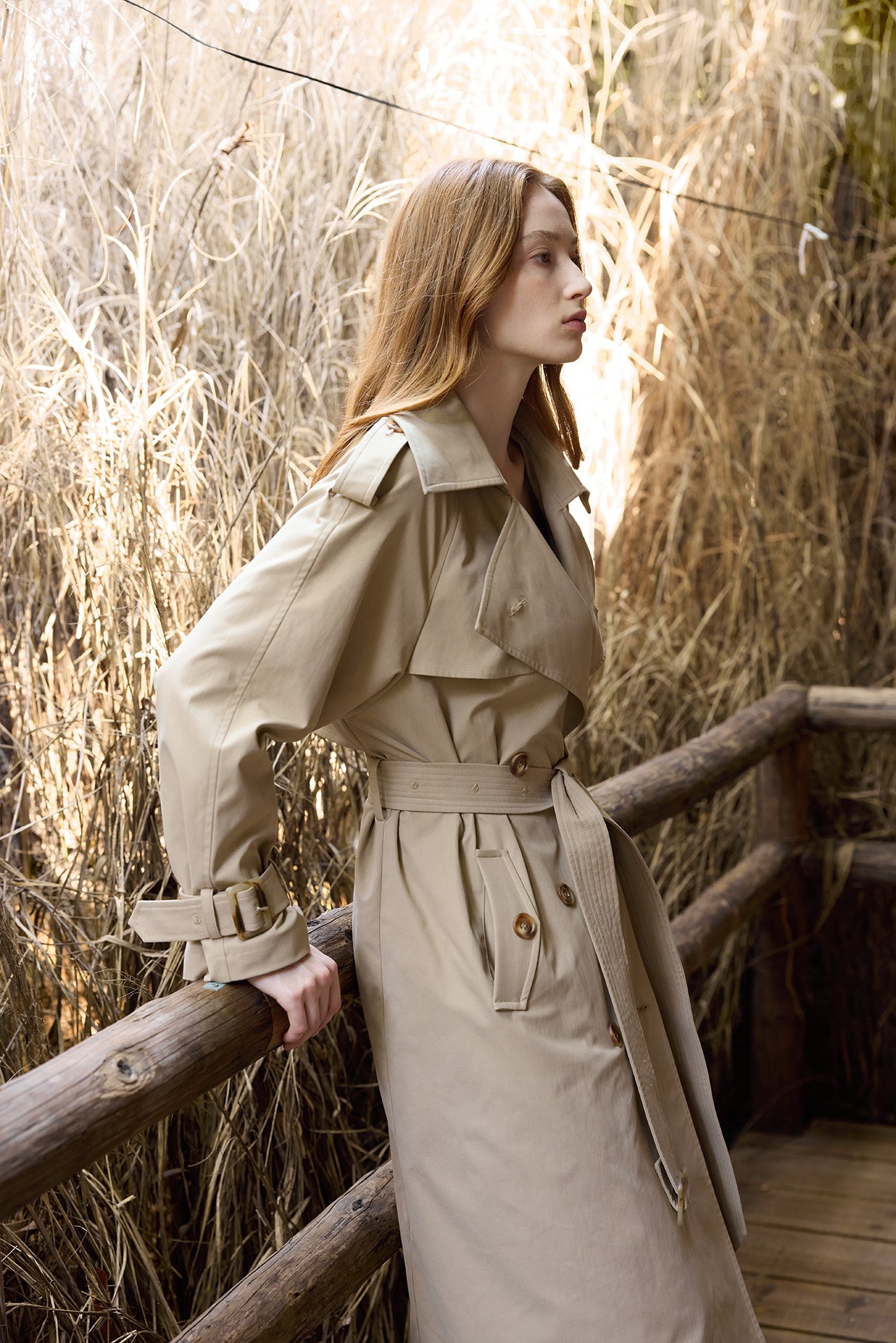 Khaki Long Trench Coat