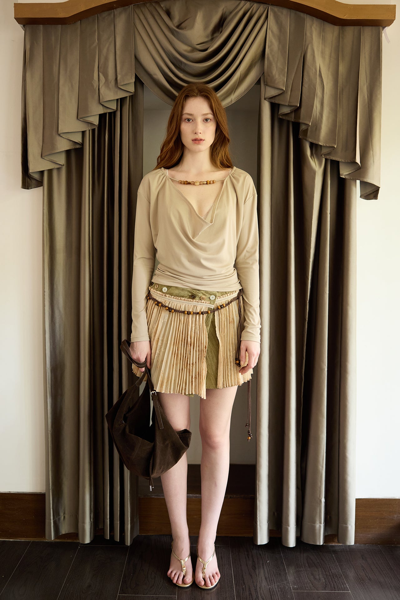 Cowl-Neck Beaded Top