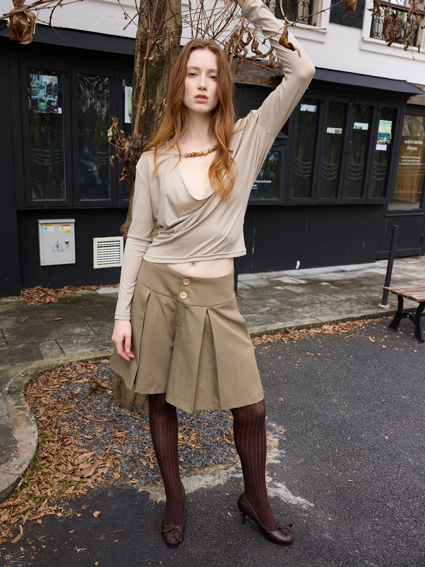 Cowl-Neck Beaded Top