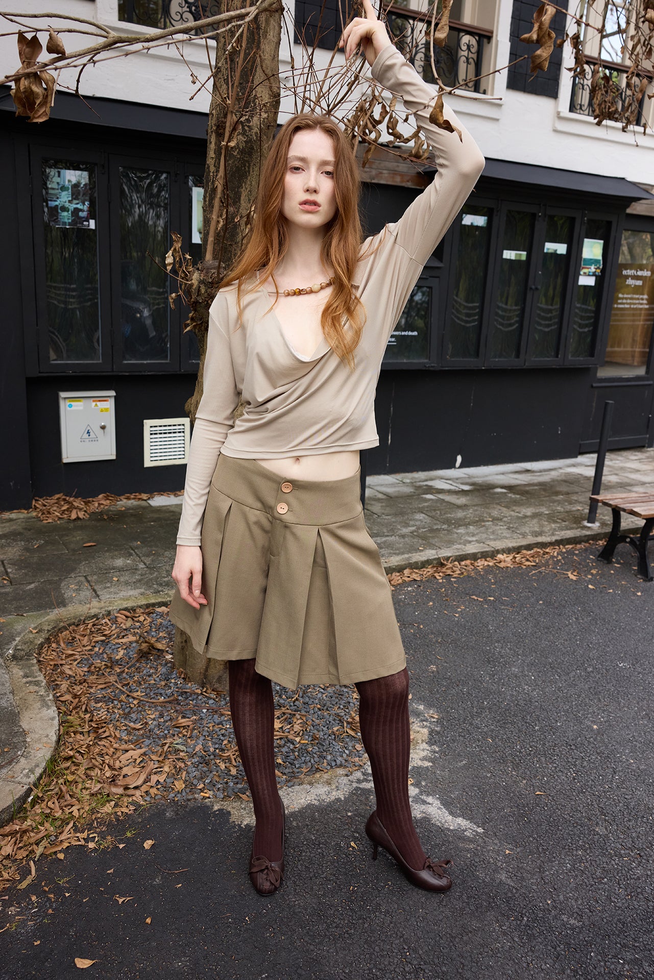 Cowl-Neck Beaded Top