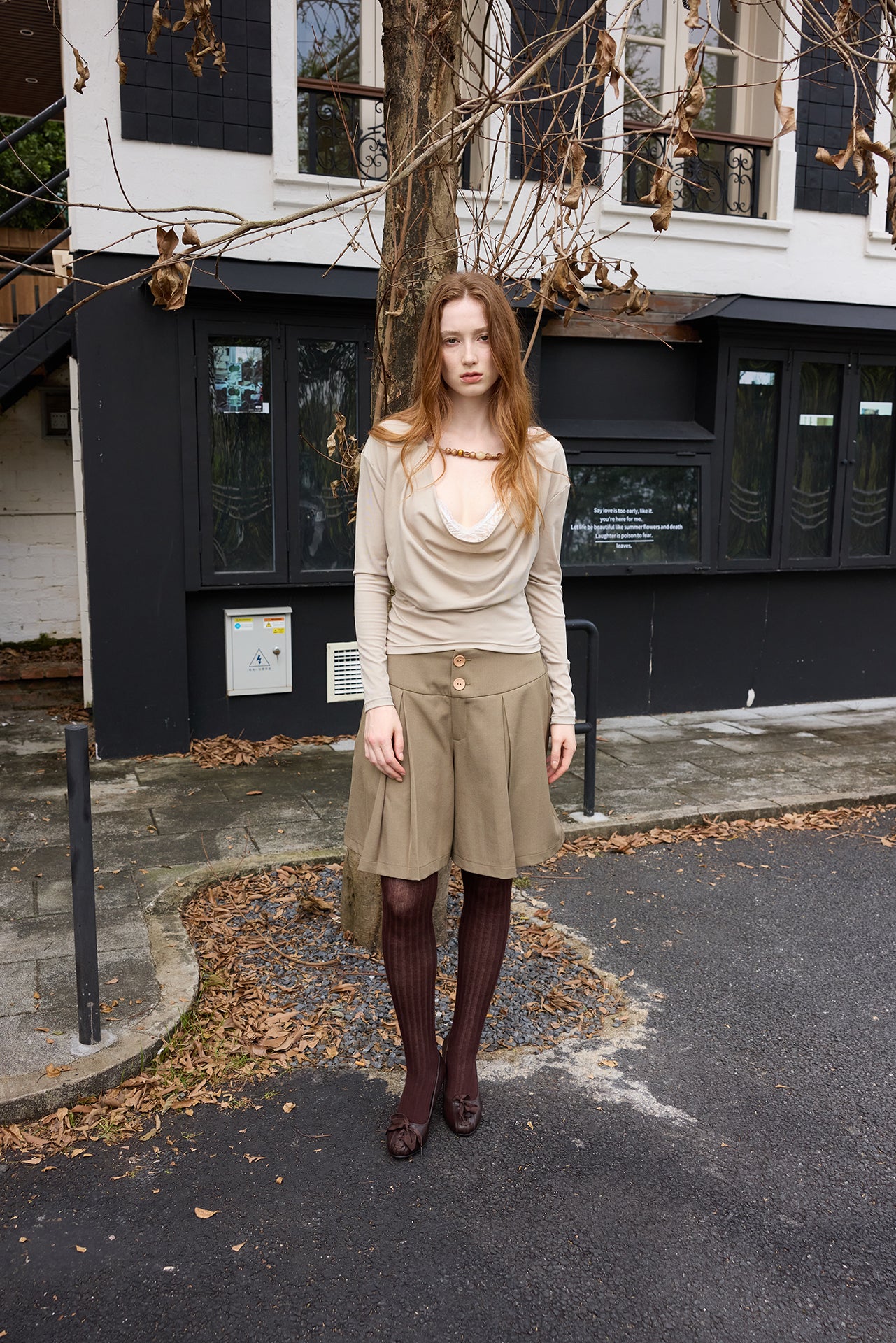 Cowl-Neck Beaded Top