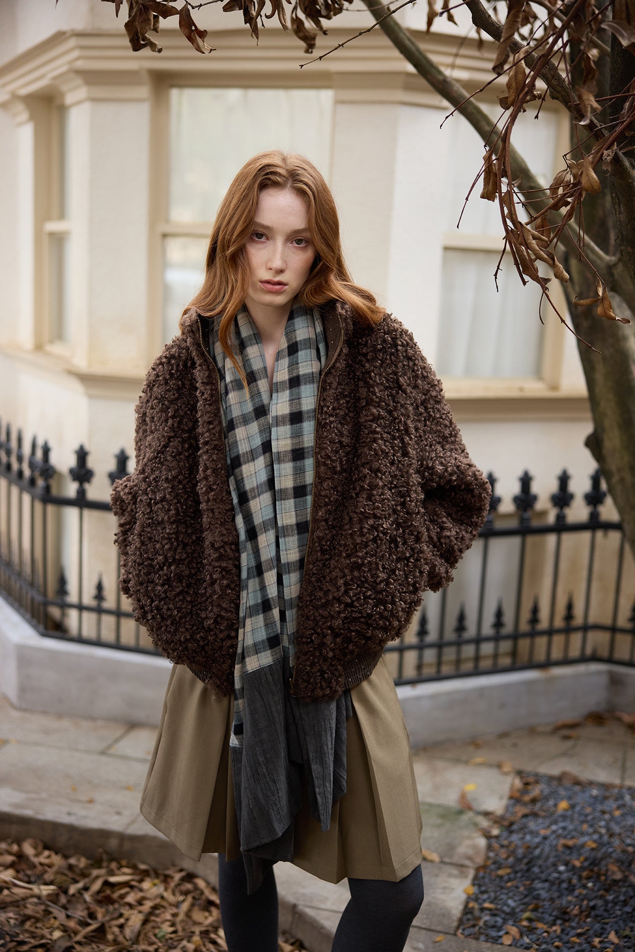 Dark Blue Plaid Loose Scarf