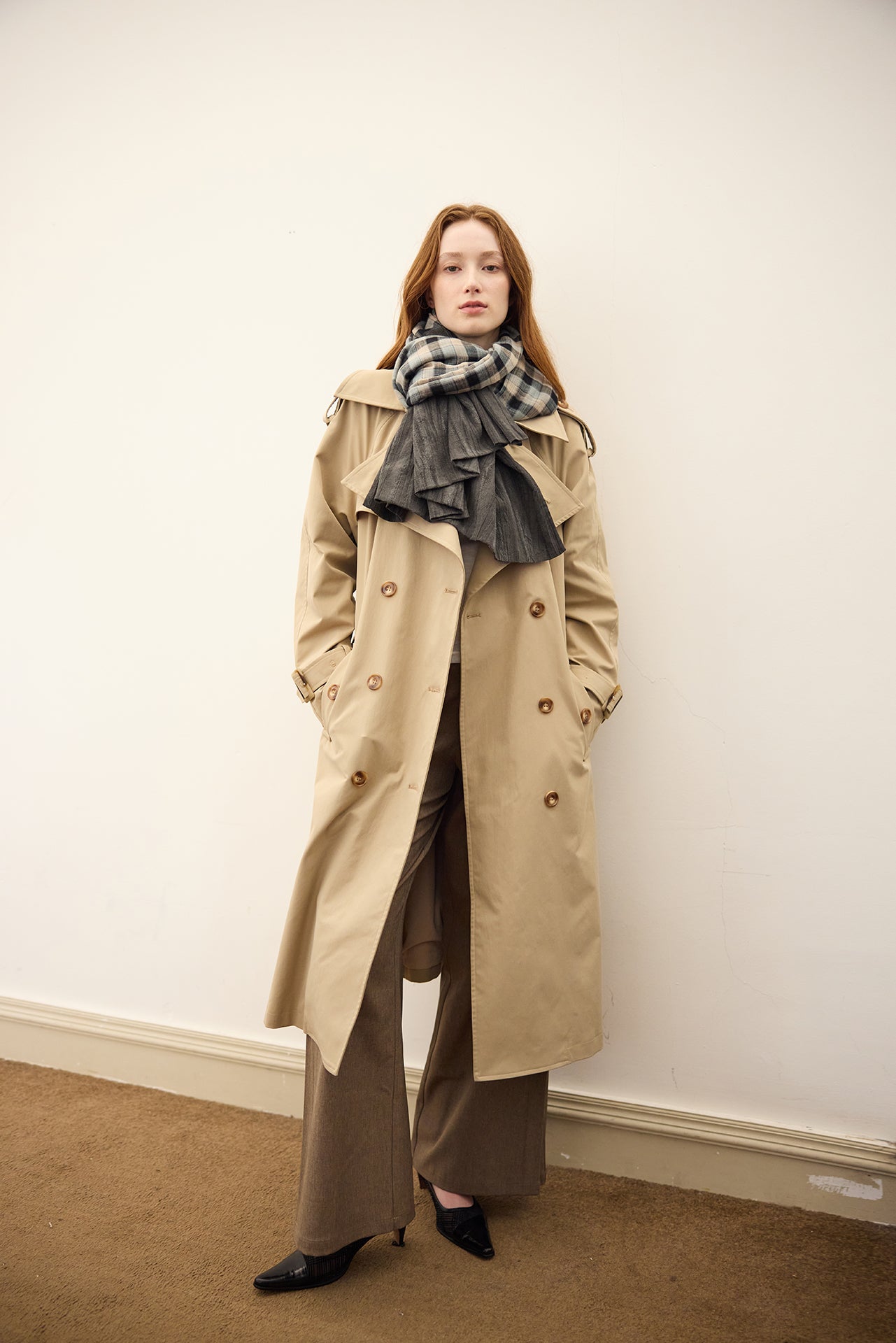 Khaki Long Trench Coat