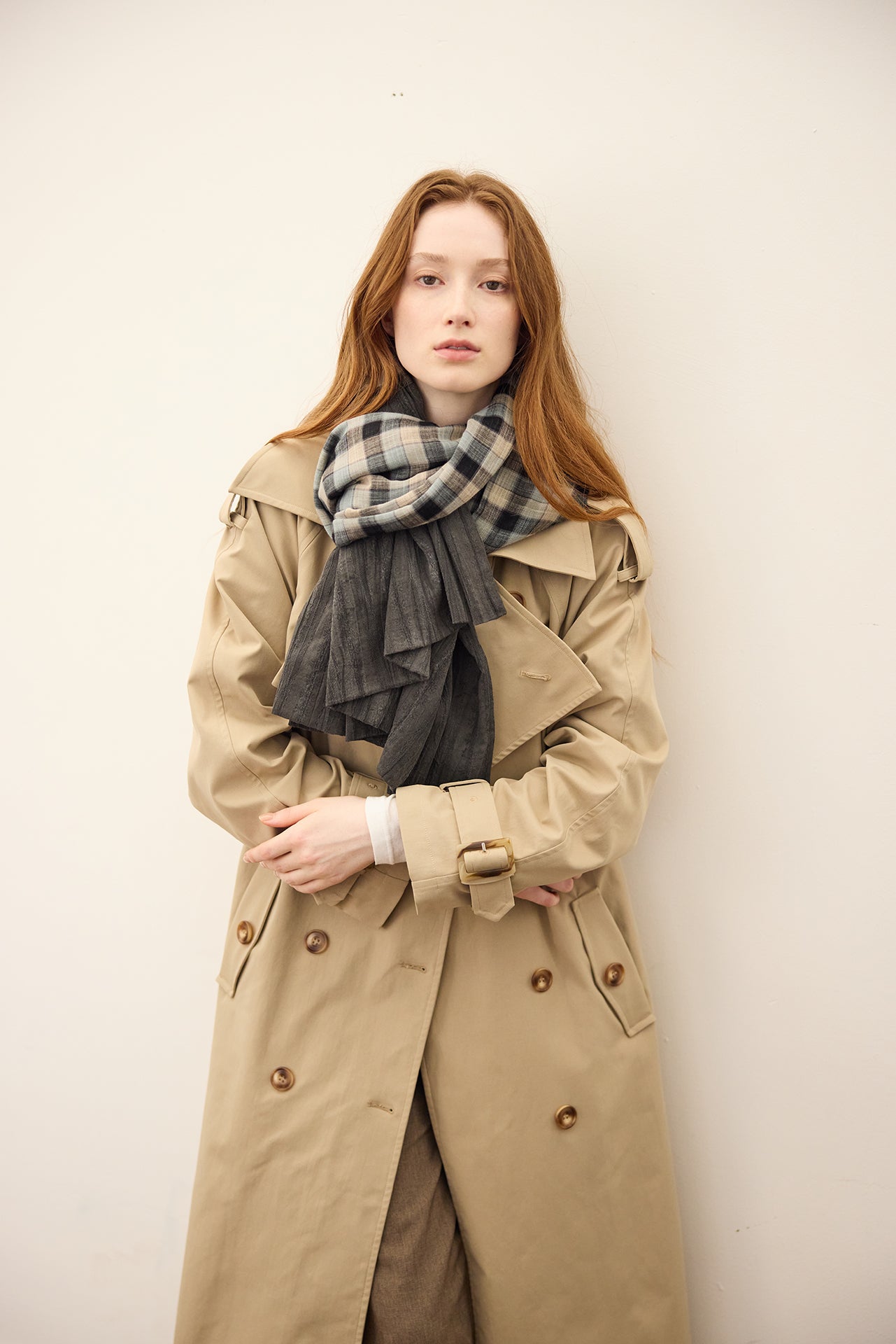 Dark Blue Plaid Loose Scarf