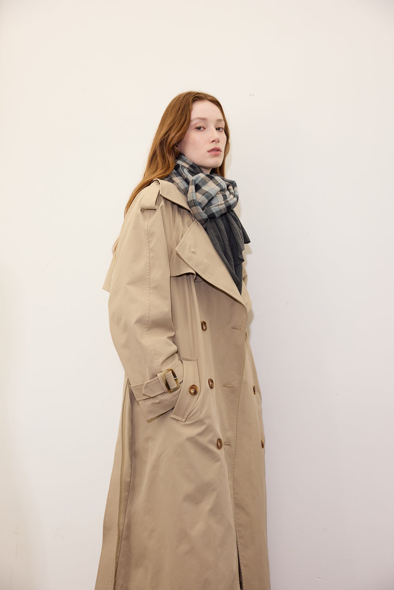 Khaki Long Trench Coat