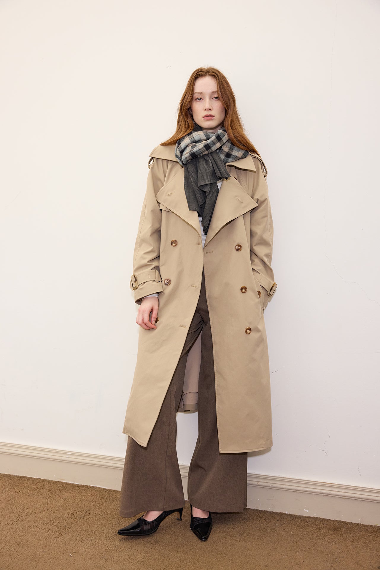 Khaki Long Trench Coat