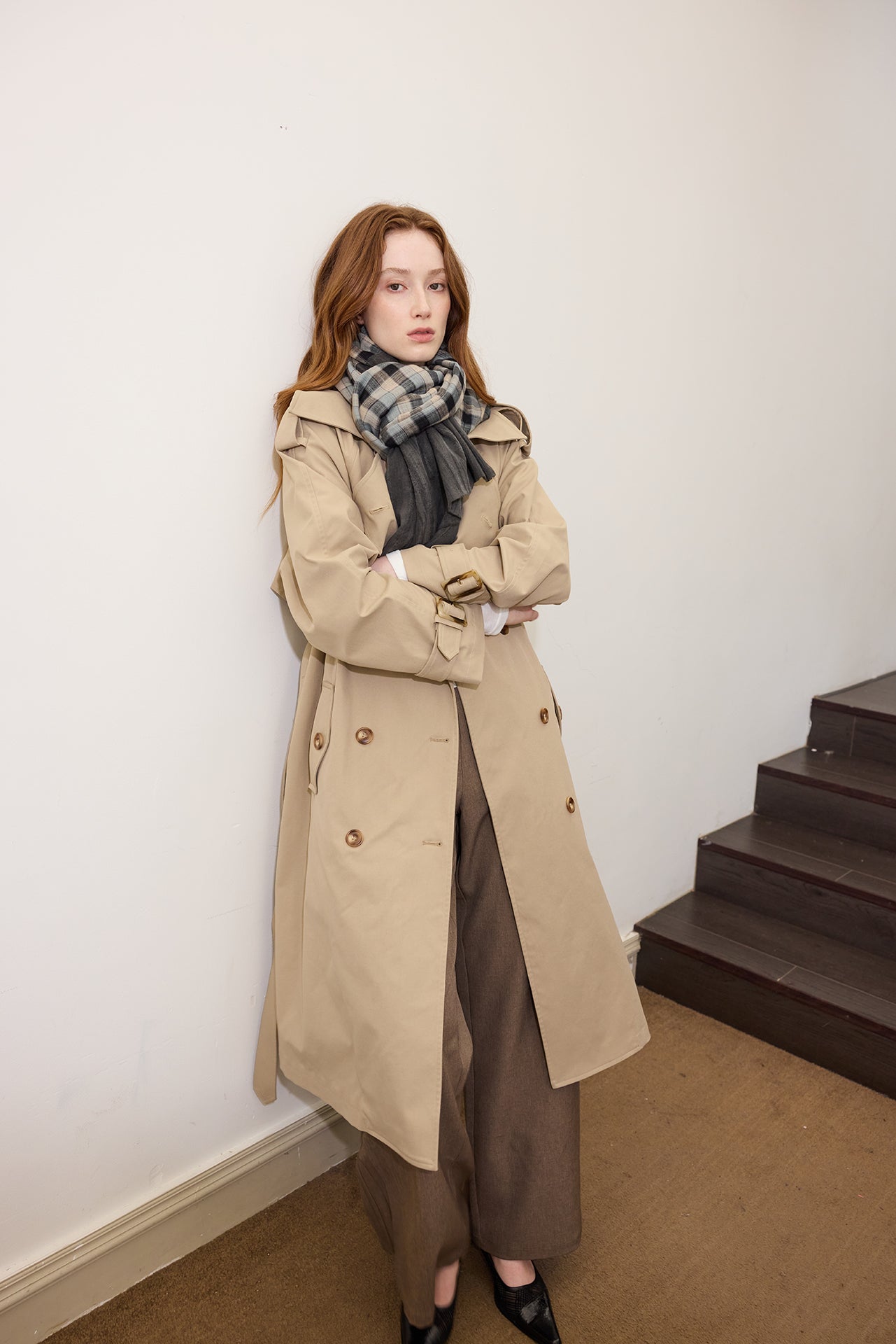 Khaki Long Trench Coat