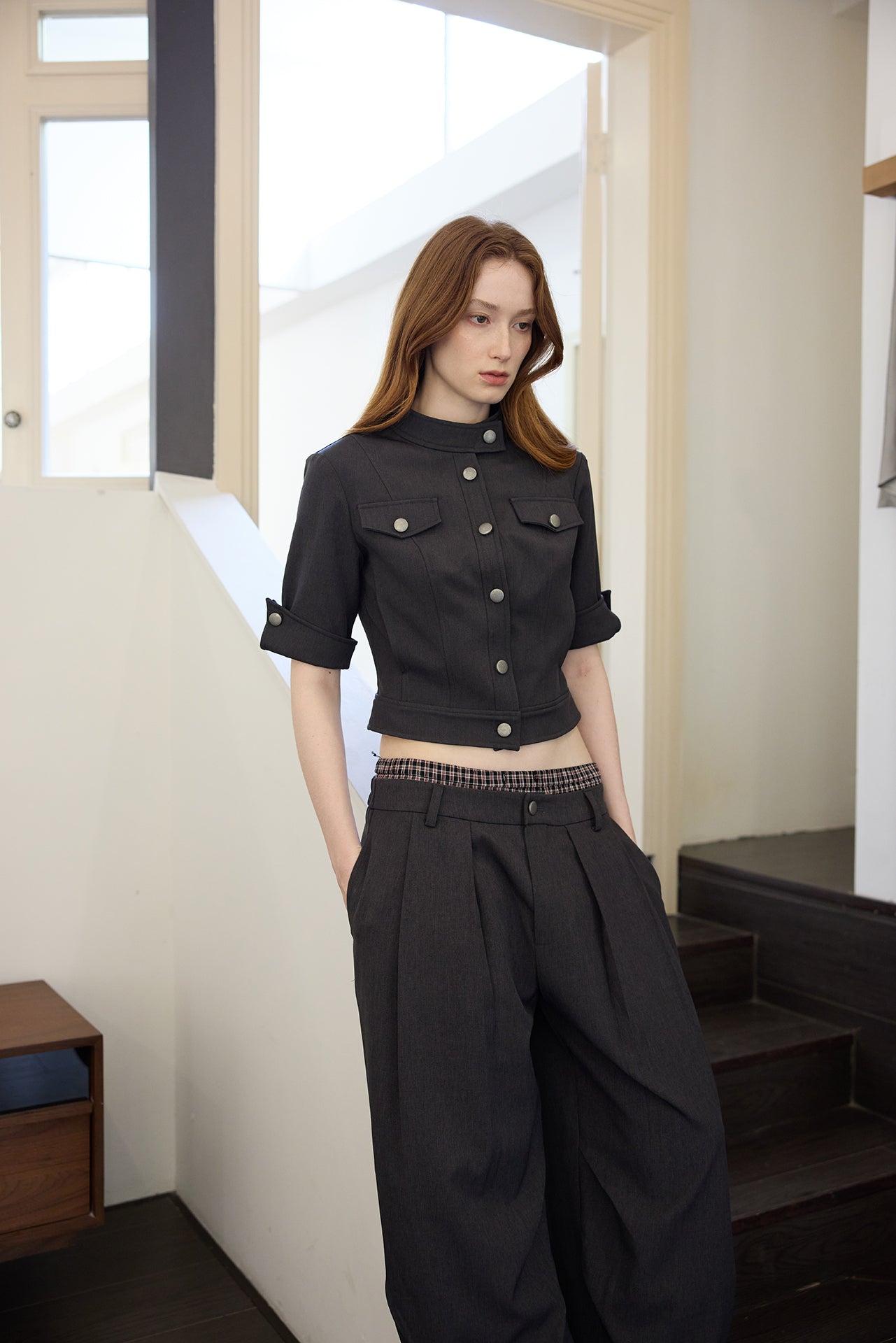 Short-Sleeve Cropped Black Jacket