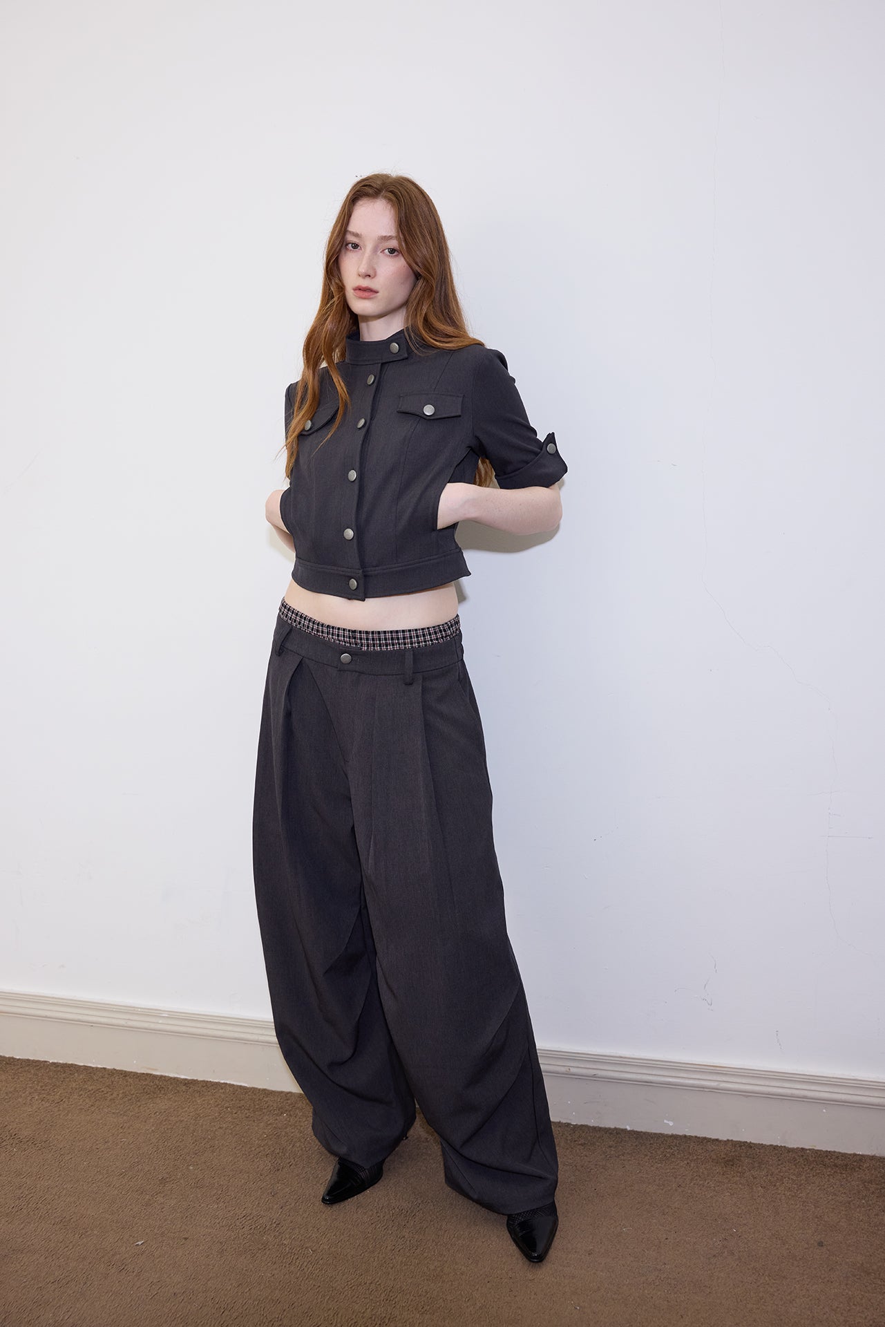 Short-Sleeve Cropped Black Jacket