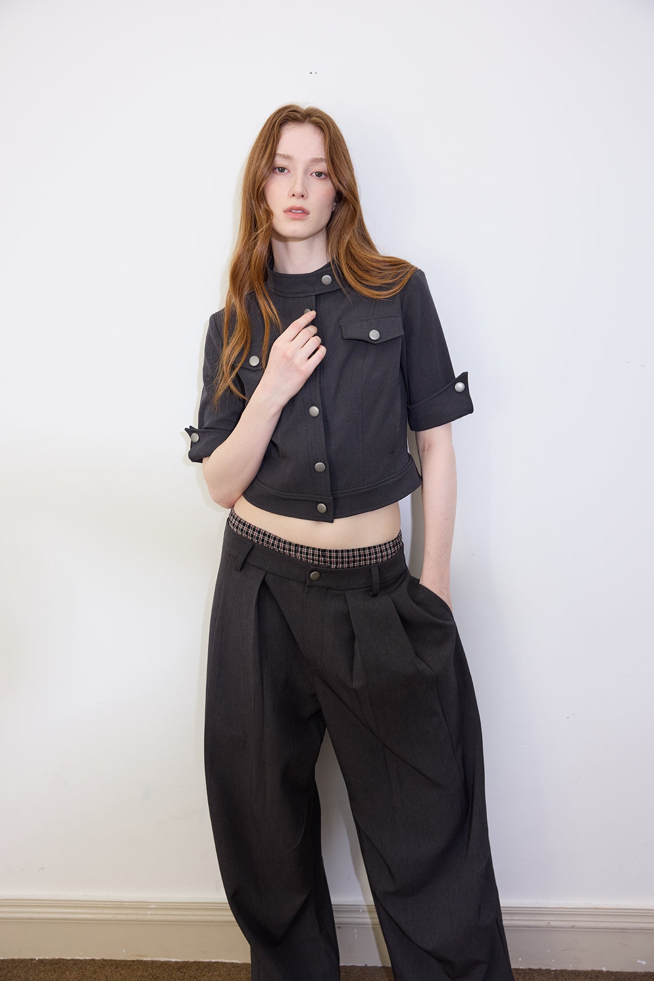 Short-Sleeve Cropped Black Jacket