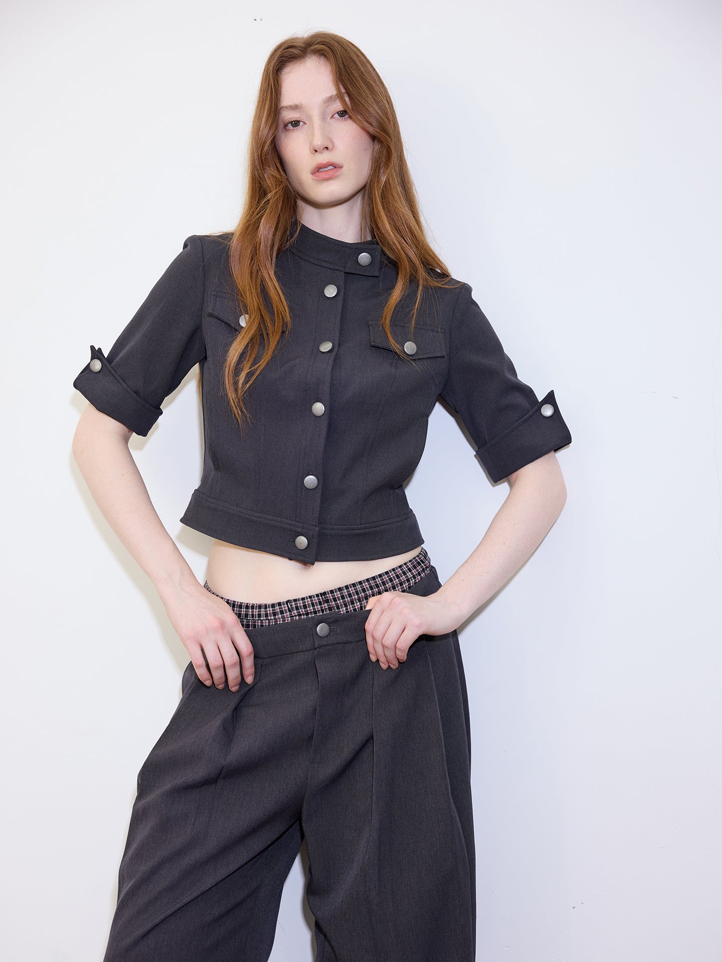 Short-Sleeve Cropped Black Jacket