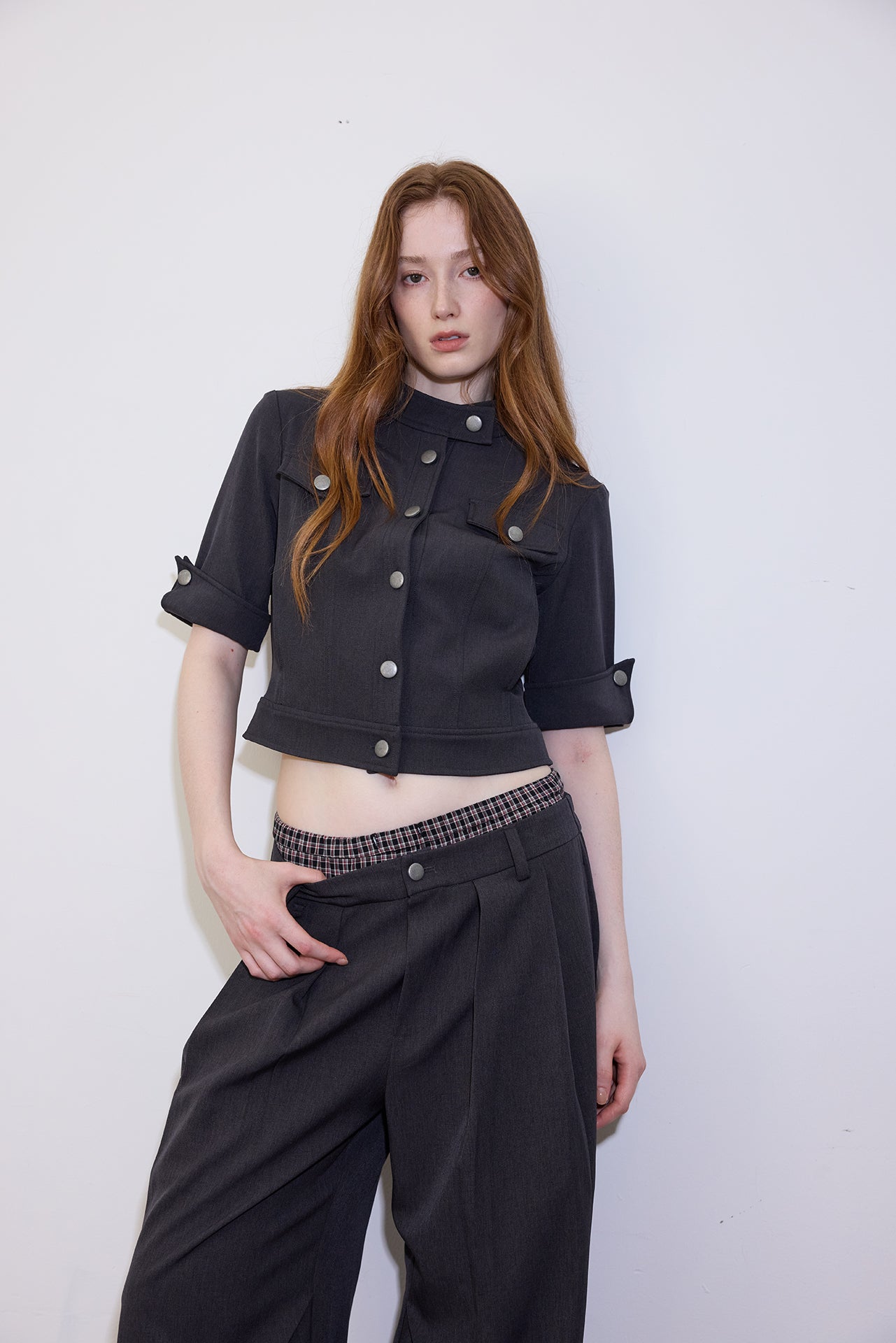 Short-Sleeve Cropped Black Jacket