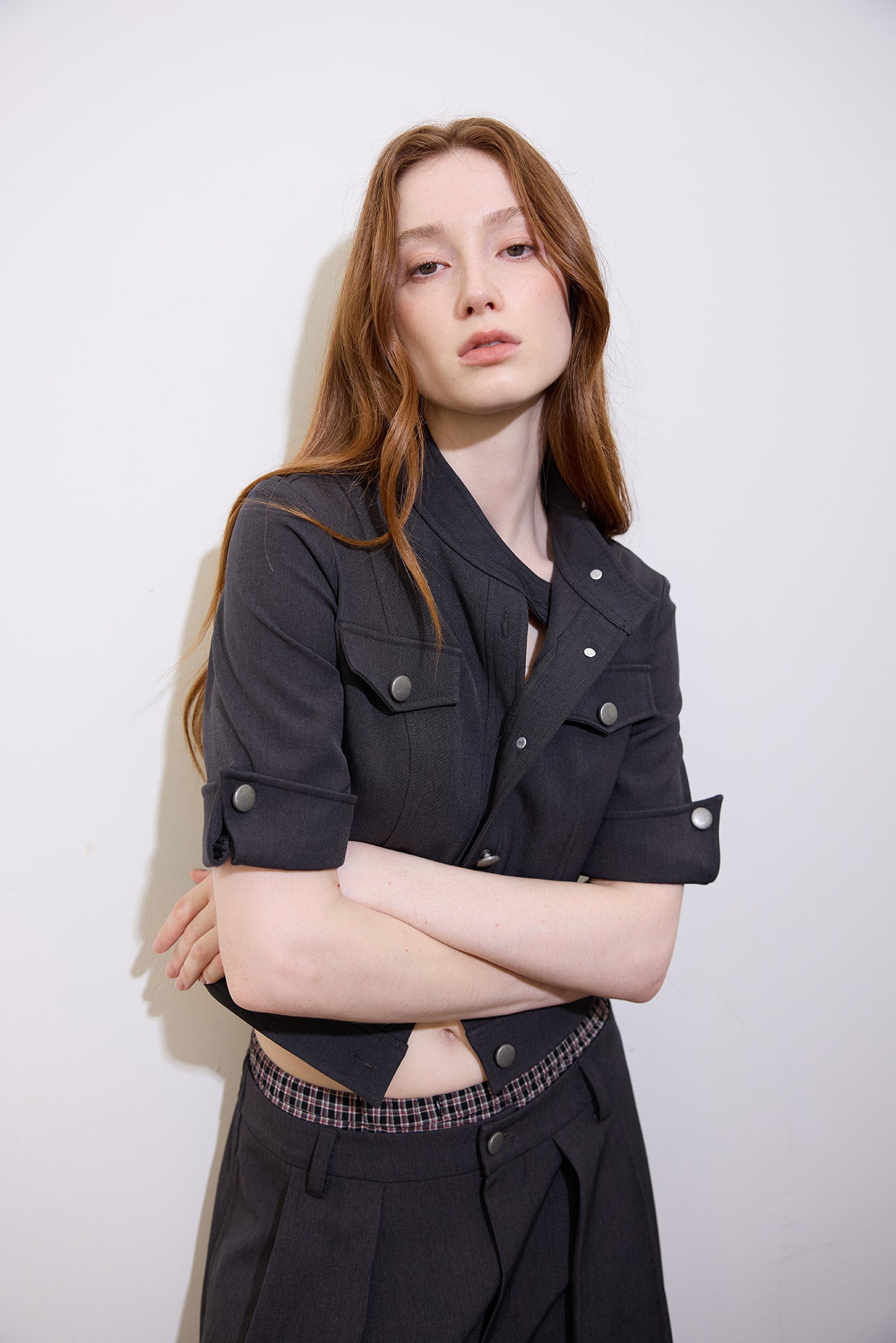 Short-Sleeve Cropped Black Jacket